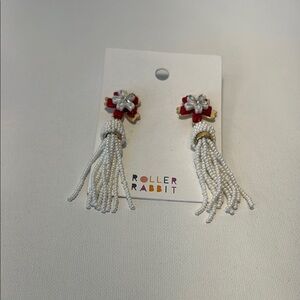 Roller Rabbit Red and White Tassel Earrings